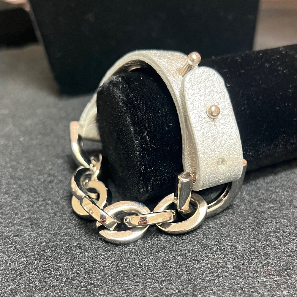 Silver Chain and Leather Women's Bracelet